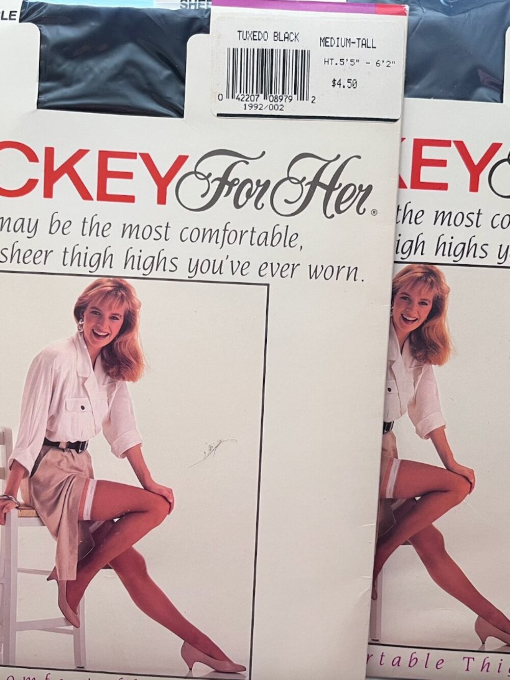 Vintage Jockey for Her sheer thigh highs Pair Black Size Med-Tall